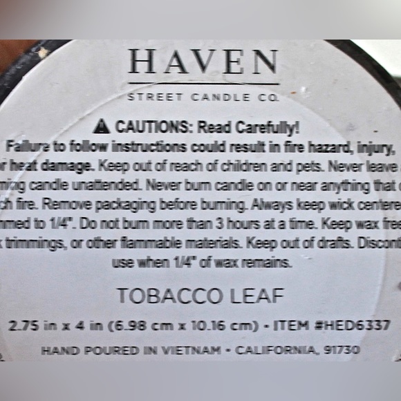 HAVEN STREET CANDLE TOBACCO LEAF PILLAR SET NEW SET OF 2 - Picture 3 of 3